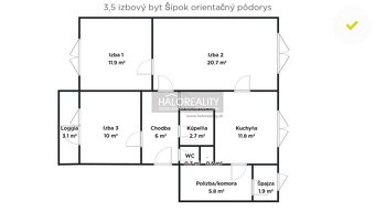 HALO reality - Predaj, trojizbový byt Partizánske, Šípok, + - 9